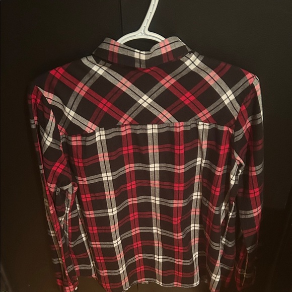 Red and Black Plaid Button Down Shirt with Pearl Accents - Picture 2 of 5